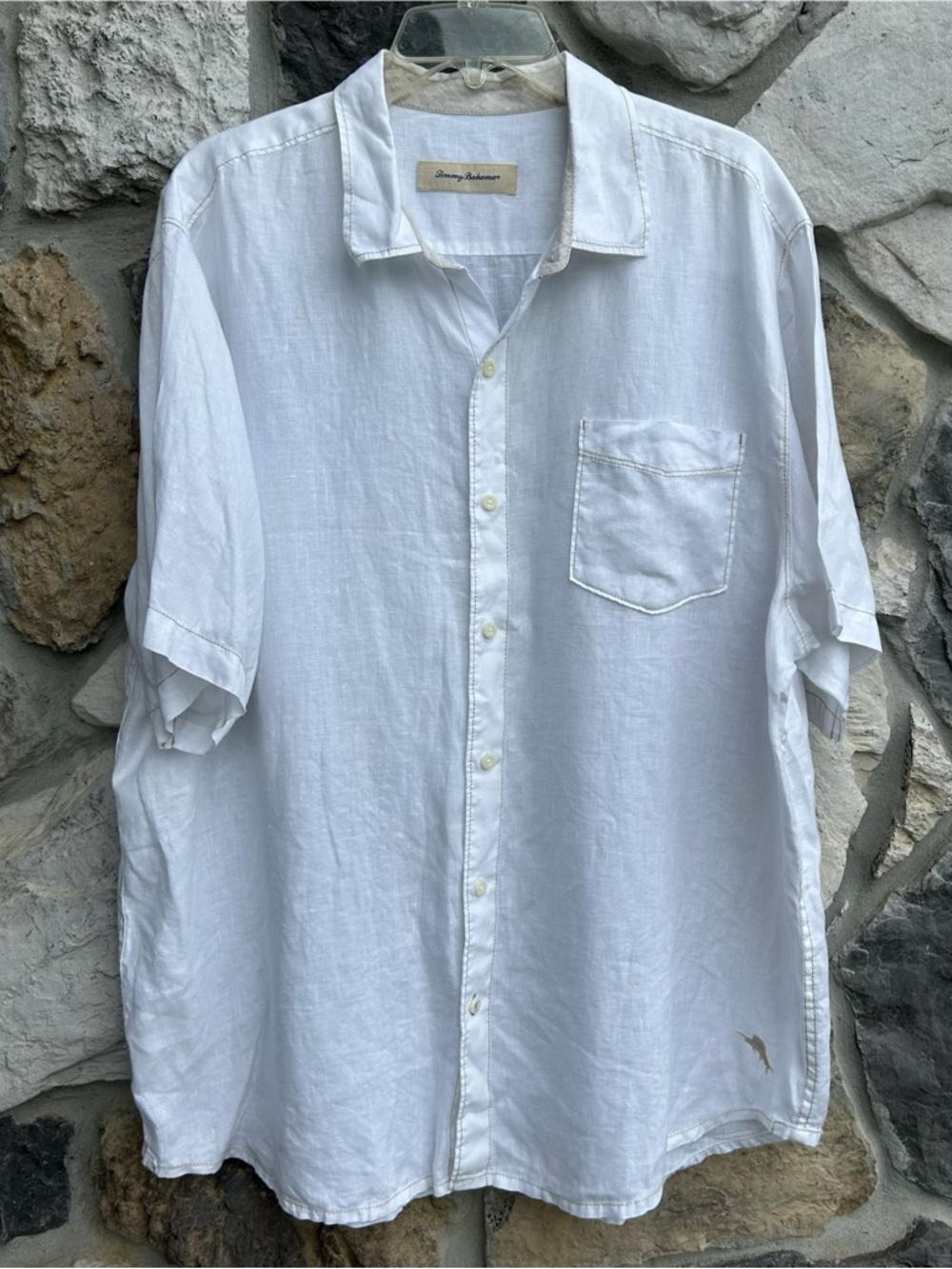 Tommy Bahama Mens 100% Linen Button Up Shirt Size XL White Beach Vacation Cruise